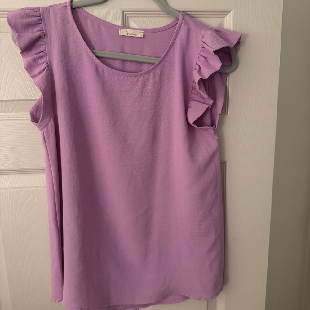 LOFT Lilac Ruffle Sleeve Blouse